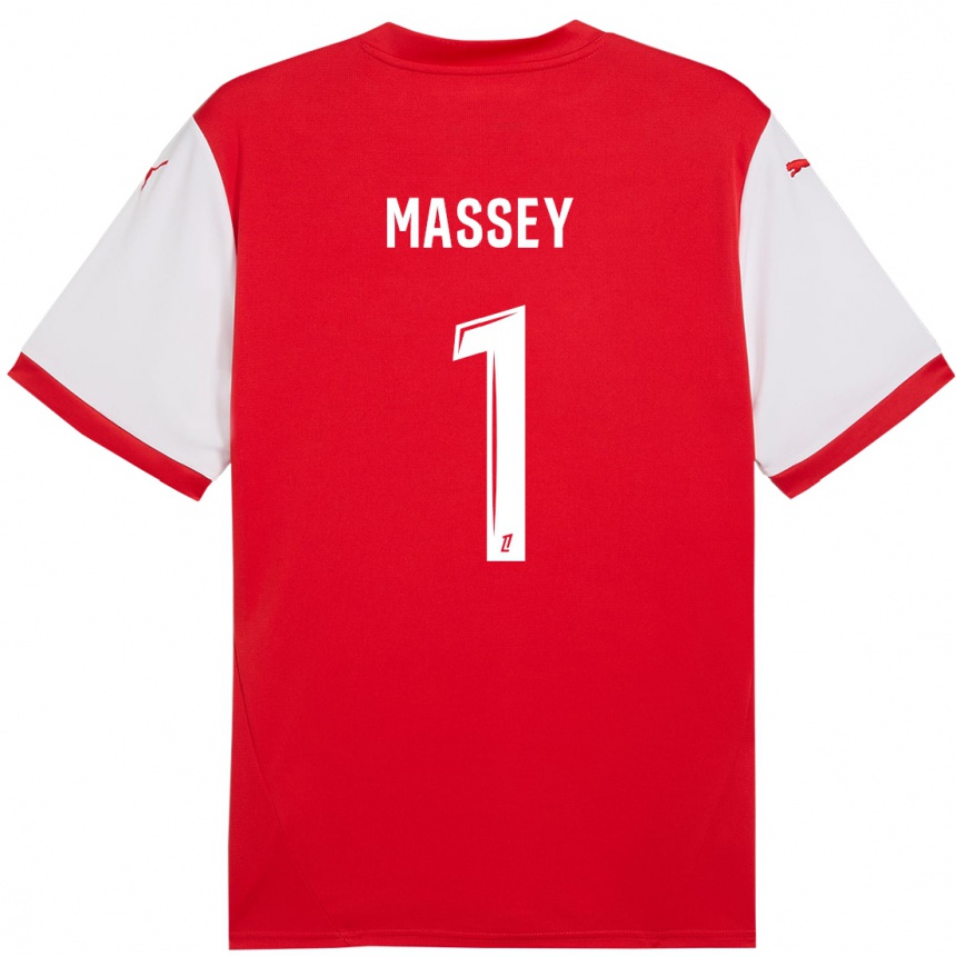 Kids Football Kayza Massey #1 Red White Home Jersey 2024/25 T-Shirt Uk