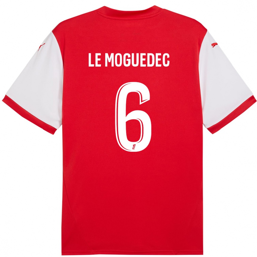 Kids Football Anaële Le Moguédec #6 Red White Home Jersey 2024/25 T-Shirt Uk