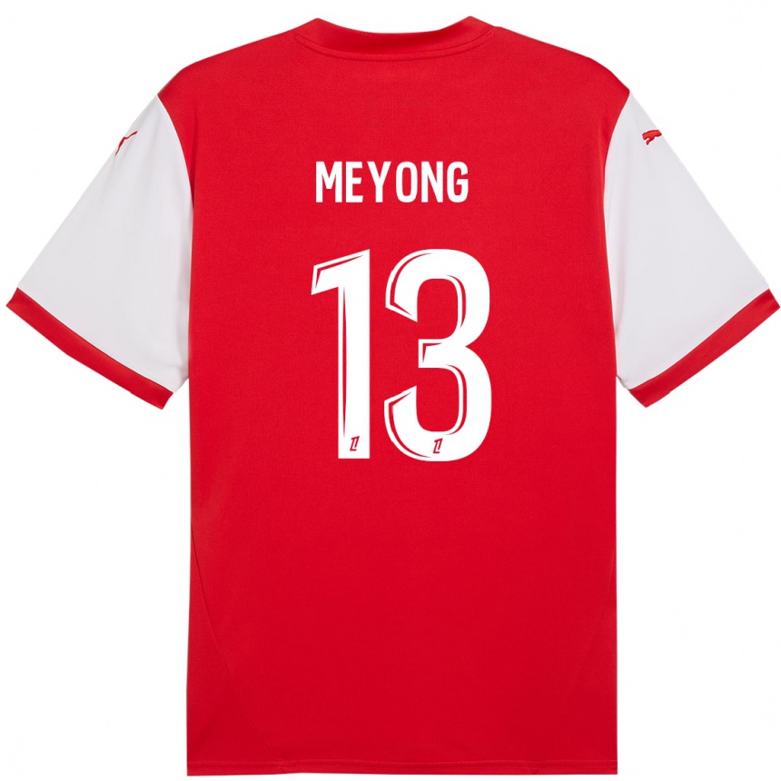 Kids Football Charlène Meyong #13 Red White Home Jersey 2024/25 T-Shirt Uk