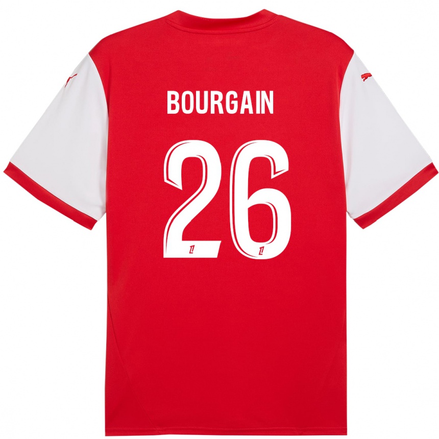 Kids Football Lea Bourgain #26 Red White Home Jersey 2024/25 T-Shirt Uk