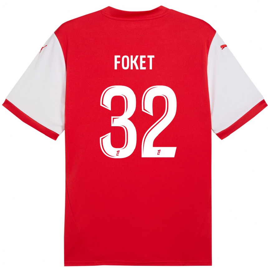 Kids Football Thomas Foket #32 Red White Home Jersey 2024/25 T-Shirt Uk