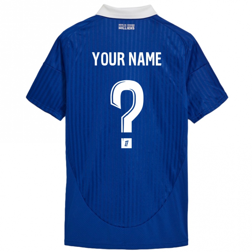 Kids Football Your Name #0 Blue White Home Jersey 2024/25 T-Shirt Uk