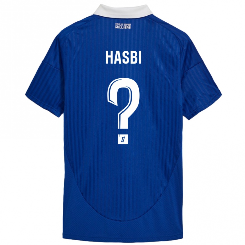 Kids Football Walid Hasbi #0 Blue White Home Jersey 2024/25 T-Shirt Uk