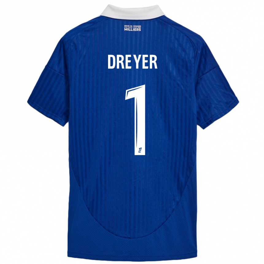 Kids Football Matthieu Dreyer #1 Blue White Home Jersey 2024/25 T-Shirt Uk