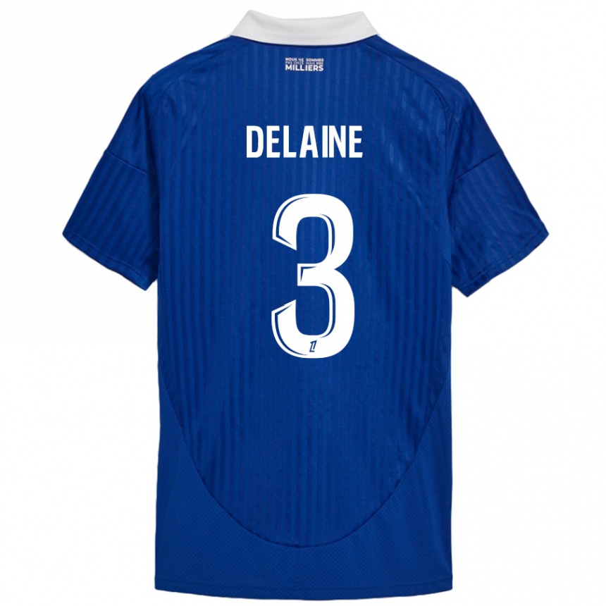 Kids Football Thomas Delaine #3 Blue White Home Jersey 2024/25 T-Shirt Uk