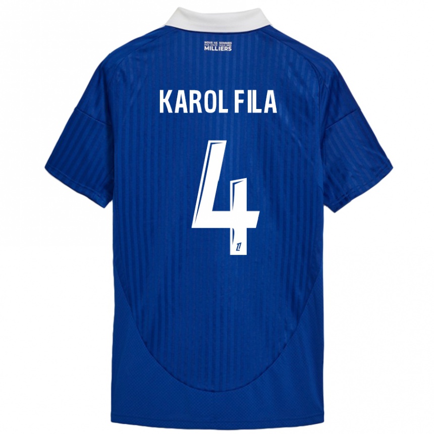 Kids Football Karol Fila #4 Blue White Home Jersey 2024/25 T-Shirt Uk