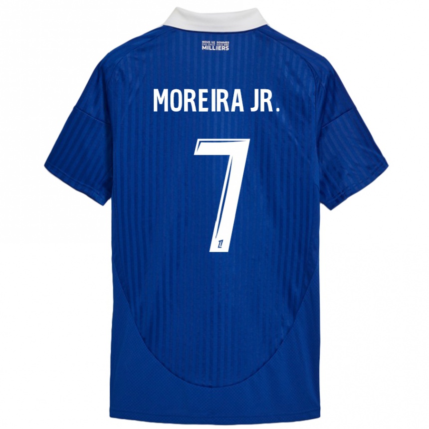 Kids Football Diego Moreira #7 Blue White Home Jersey 2024/25 T-Shirt Uk