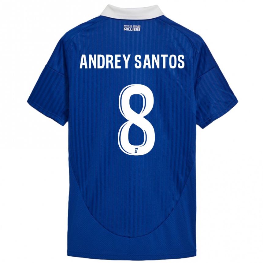 Kids Football Andrey Santos #8 Blue White Home Jersey 2024/25 T-Shirt Uk