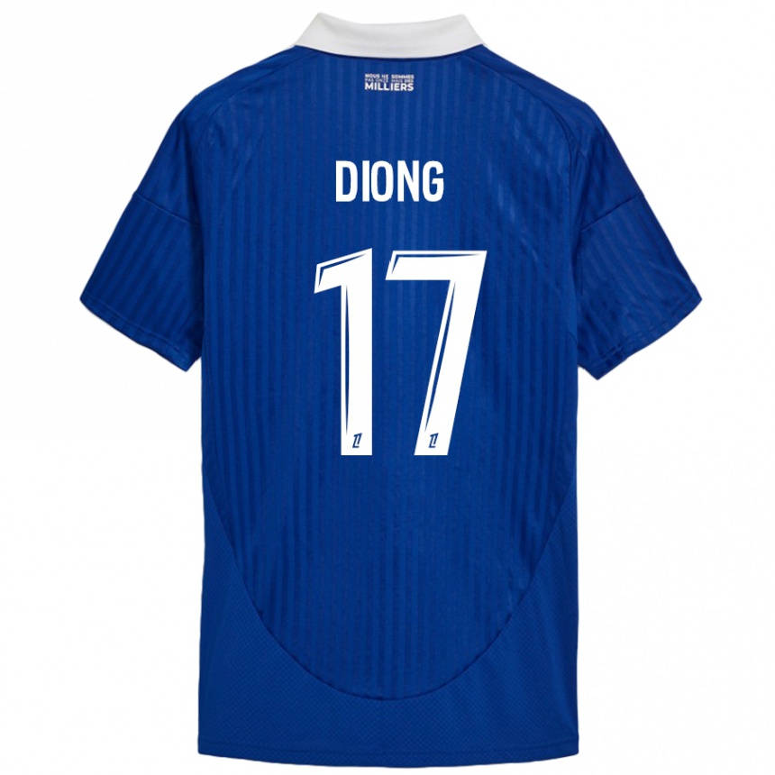 Kids Football Pape Diong #17 Blue White Home Jersey 2024/25 T-Shirt Uk