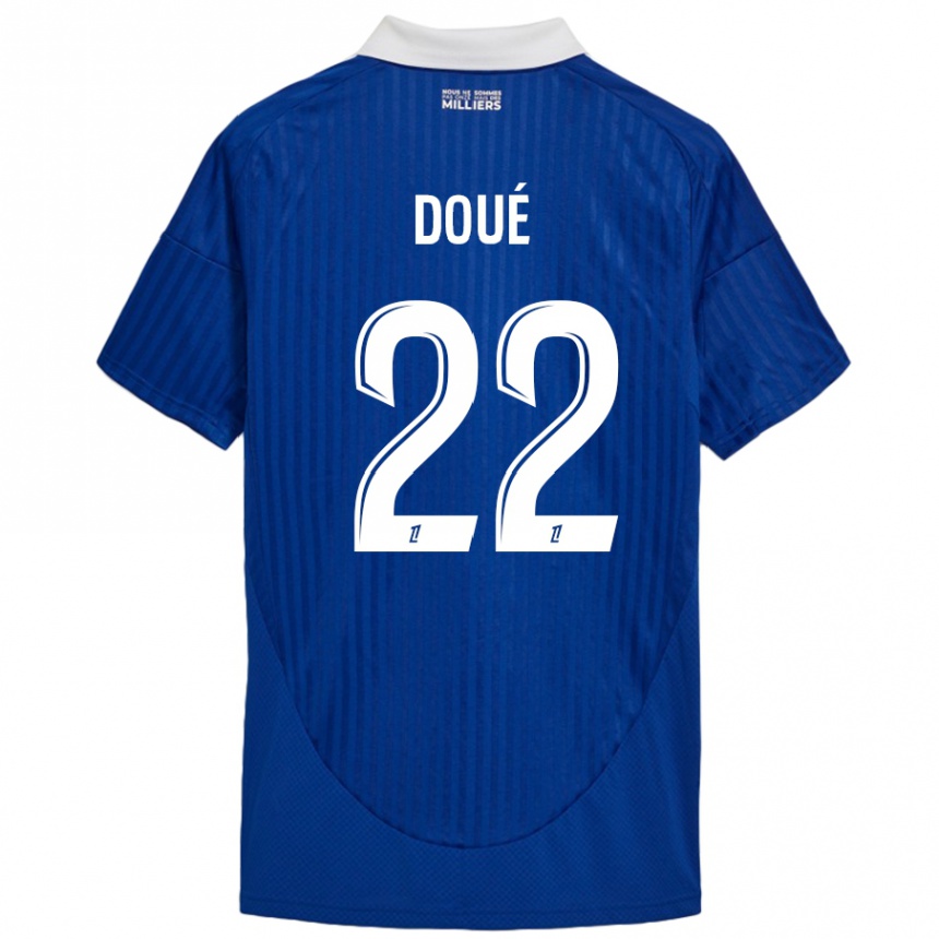 Kids Football Guéla Doué #22 Blue White Home Jersey 2024/25 T-Shirt Uk