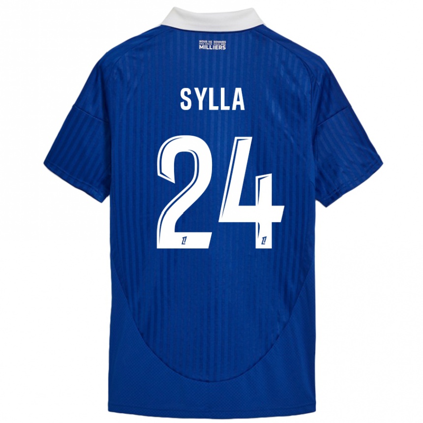 Kids Football Abakar Sylla #24 Blue White Home Jersey 2024/25 T-Shirt Uk