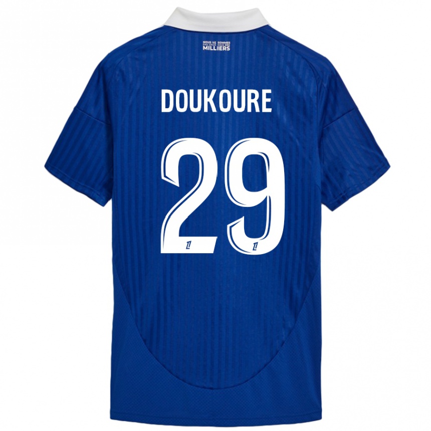 Kids Football Ismaël Doukouré #29 Blue White Home Jersey 2024/25 T-Shirt Uk