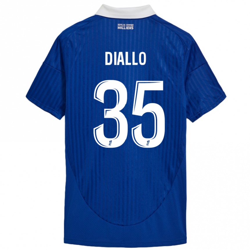 Kids Football Tidiane Diallo #35 Blue White Home Jersey 2024/25 T-Shirt Uk