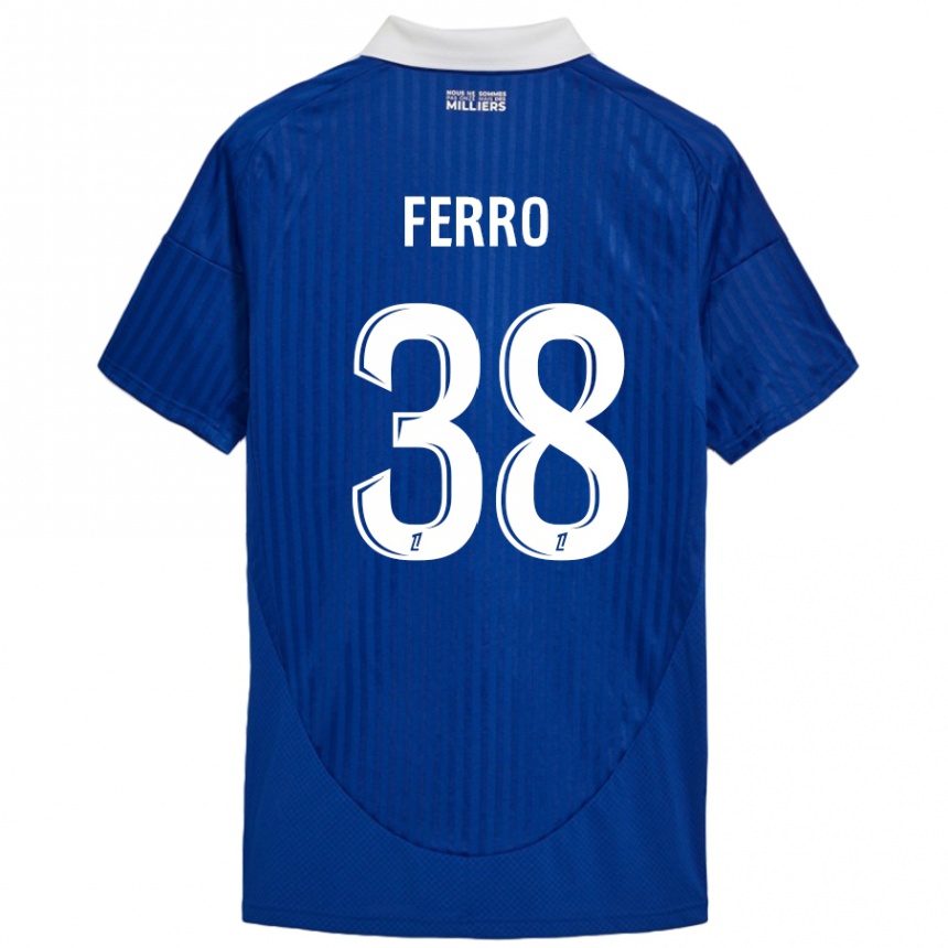 Kids Football Nolan Ferro #38 Blue White Home Jersey 2024/25 T-Shirt Uk