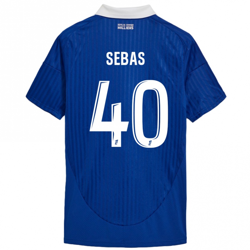 Kids Football Jérémy Sebas #40 Blue White Home Jersey 2024/25 T-Shirt Uk