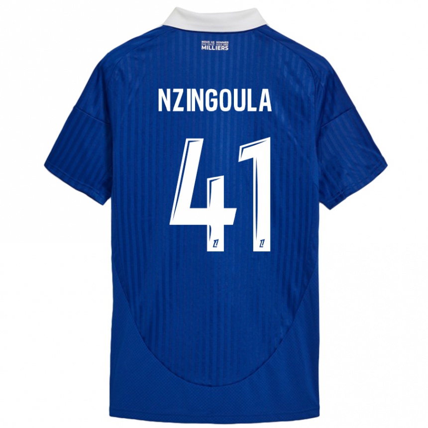 Kids Football Rabby Nzingoula #41 Blue White Home Jersey 2024/25 T-Shirt Uk