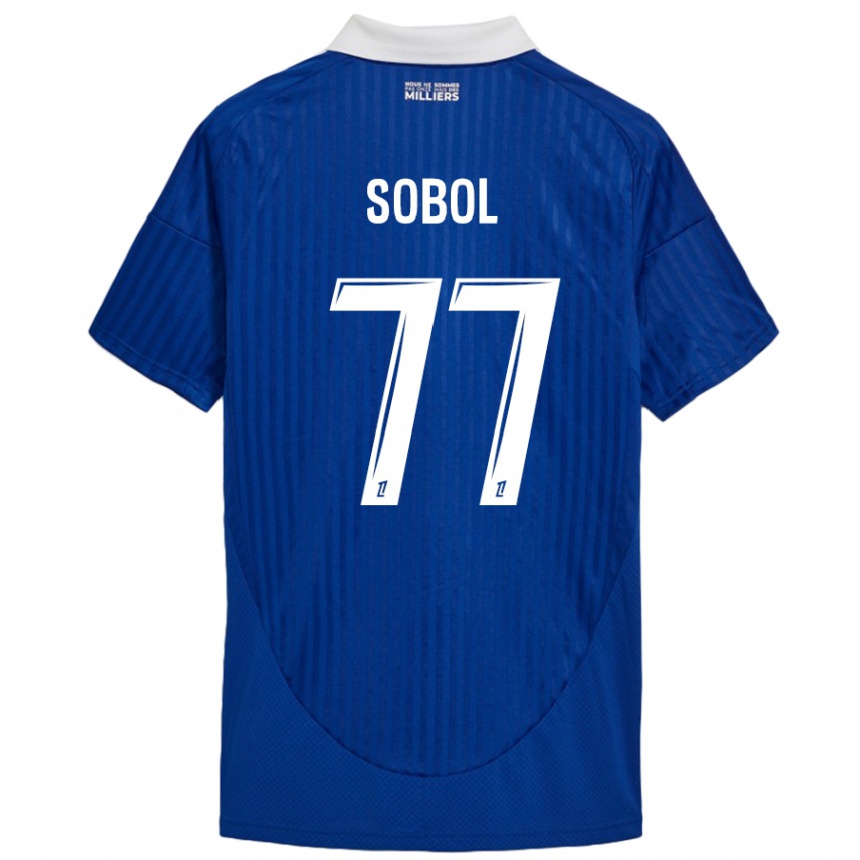 Kids Football Eduard Sobol #77 Blue White Home Jersey 2024/25 T-Shirt Uk