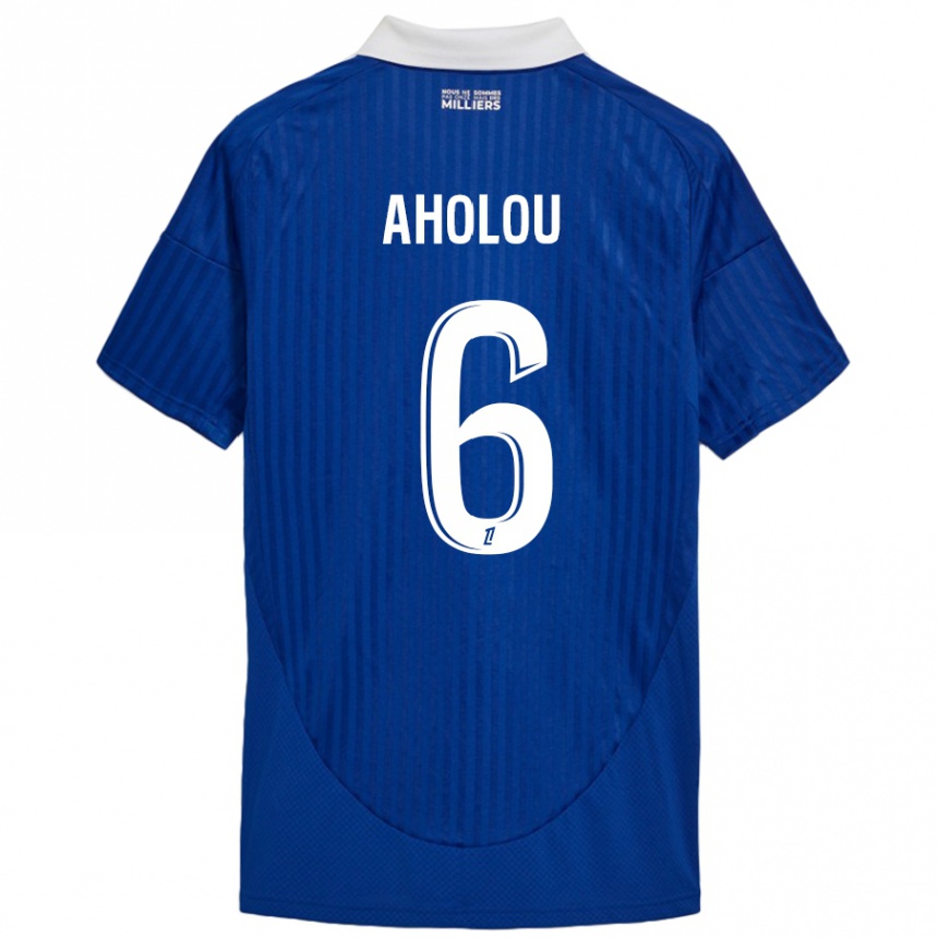 Kids Football Jean-Eudes Aholou #6 Blue White Home Jersey 2024/25 T-Shirt Uk