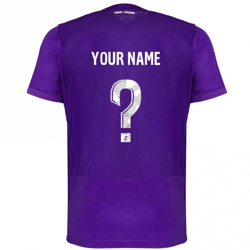 Kids Football Your Name #0 Purple White Home Jersey 2024/25 T-Shirt Uk