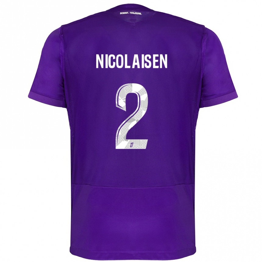 Kids Football Rasmus Nicolaisen #2 Purple White Home Jersey 2024/25 T-Shirt Uk