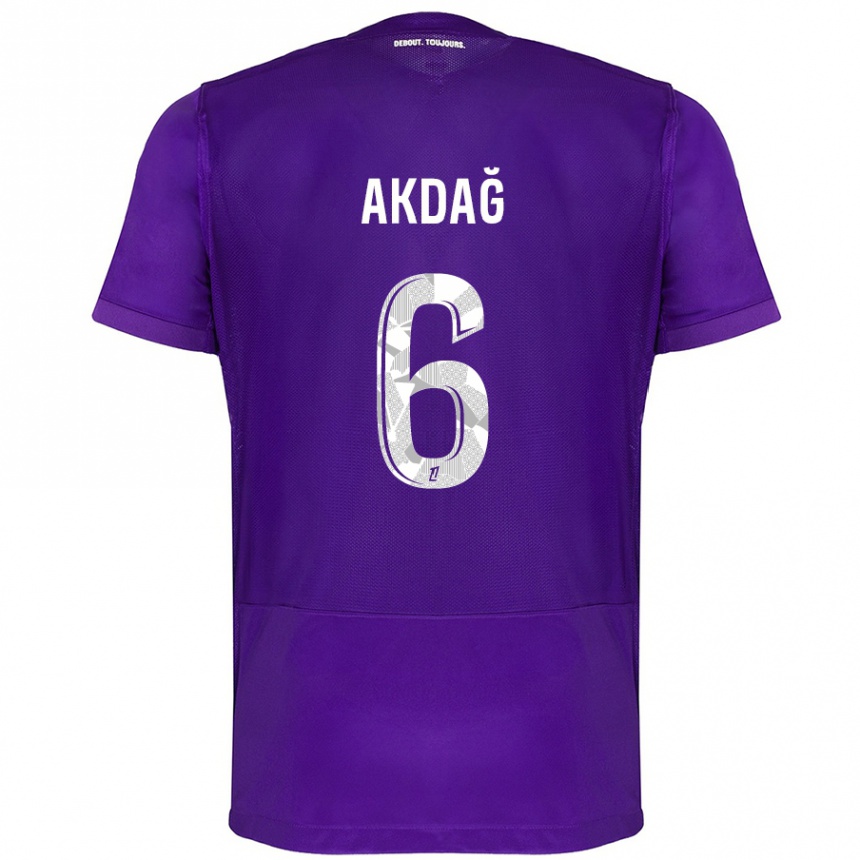 Kids Football Ümit Akdağ #6 Purple White Home Jersey 2024/25 T-Shirt Uk