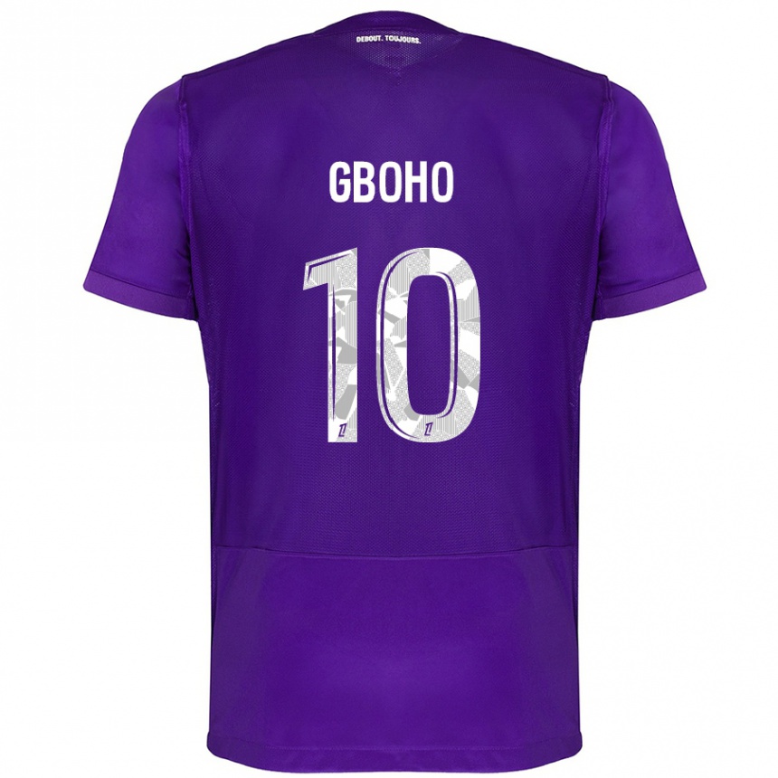 Kids Football Yann Gboho #10 Purple White Home Jersey 2024/25 T-Shirt Uk