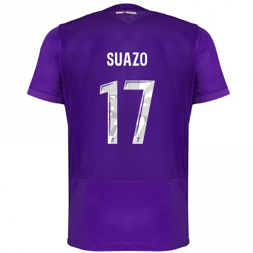 Kids Football Gabriel Suazo #17 Purple White Home Jersey 2024/25 T-Shirt Uk