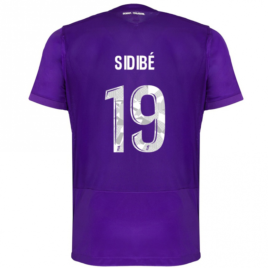 Kids Football Djibril Sidibé #19 Purple White Home Jersey 2024/25 T-Shirt Uk