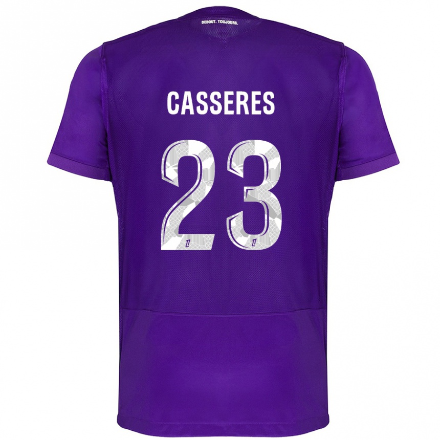 Kids Football Cristian Cásseres Jr. #23 Purple White Home Jersey 2024/25 T-Shirt Uk