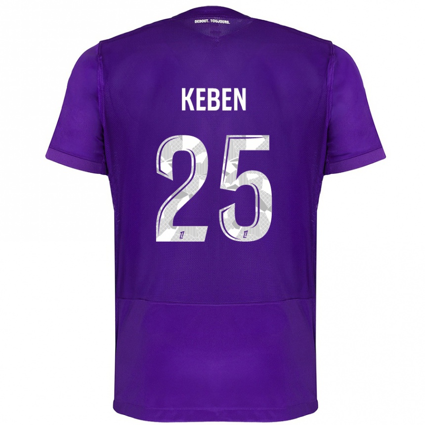 Kids Football Kévin Keben #25 Purple White Home Jersey 2024/25 T-Shirt Uk