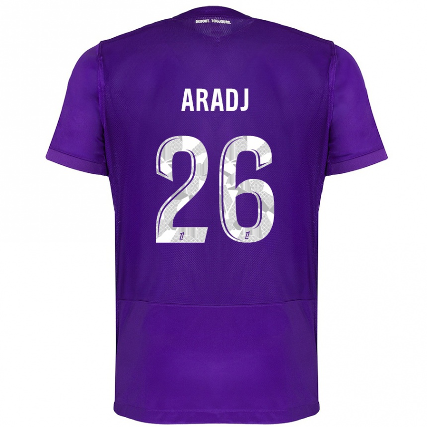 Kids Football Ylies Aradj #26 Purple White Home Jersey 2024/25 T-Shirt Uk