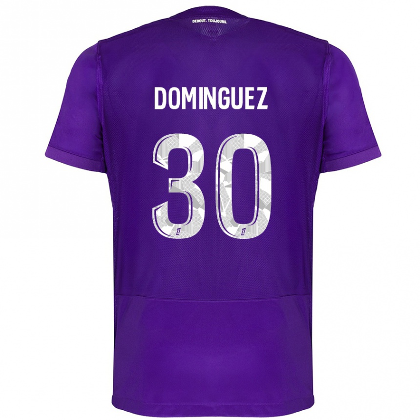 Kids Football Álex Domínguez #30 Purple White Home Jersey 2024/25 T-Shirt Uk