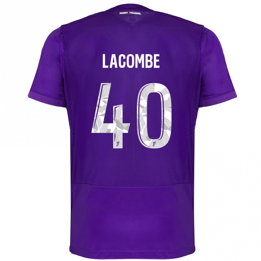 Kids Football Justin Lacombe #40 Purple White Home Jersey 2024/25 T-Shirt Uk