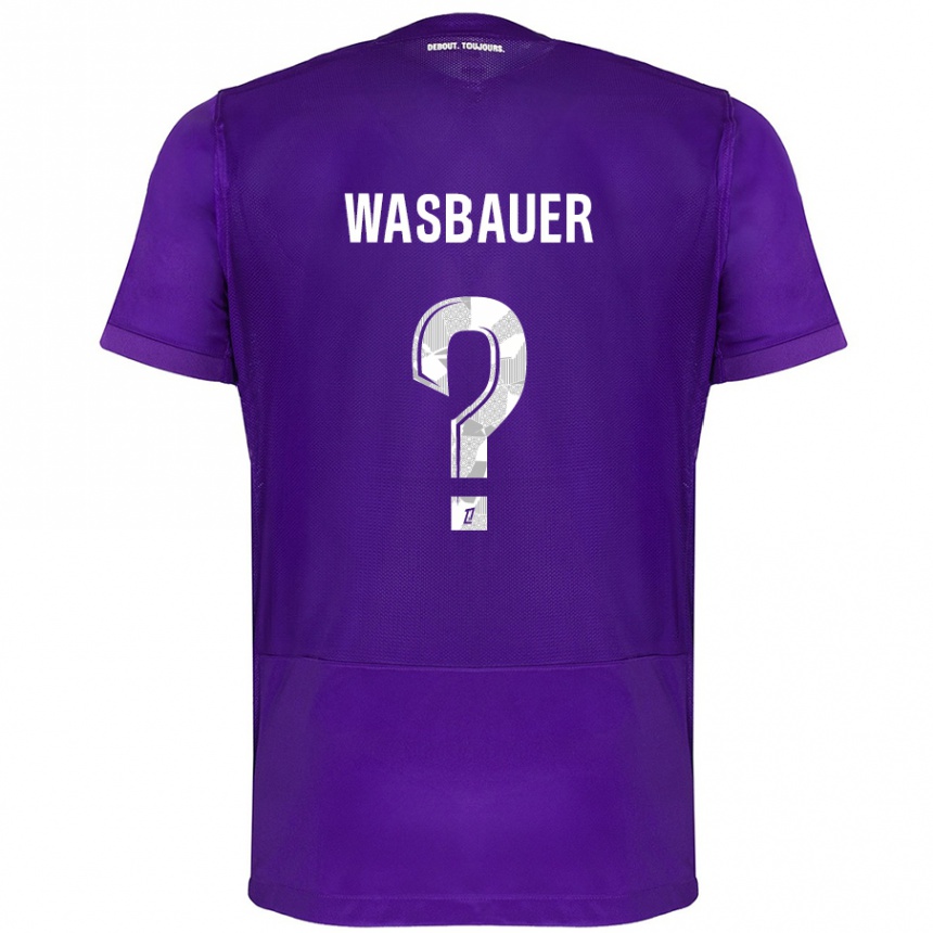 Kids Football Nicolas Wasbauer #0 Purple White Home Jersey 2024/25 T-Shirt Uk