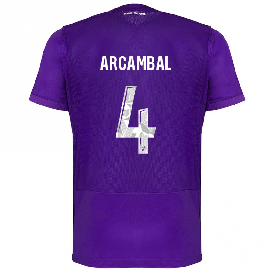 Kids Football Anais Arcambal #4 Purple White Home Jersey 2024/25 T-Shirt Uk