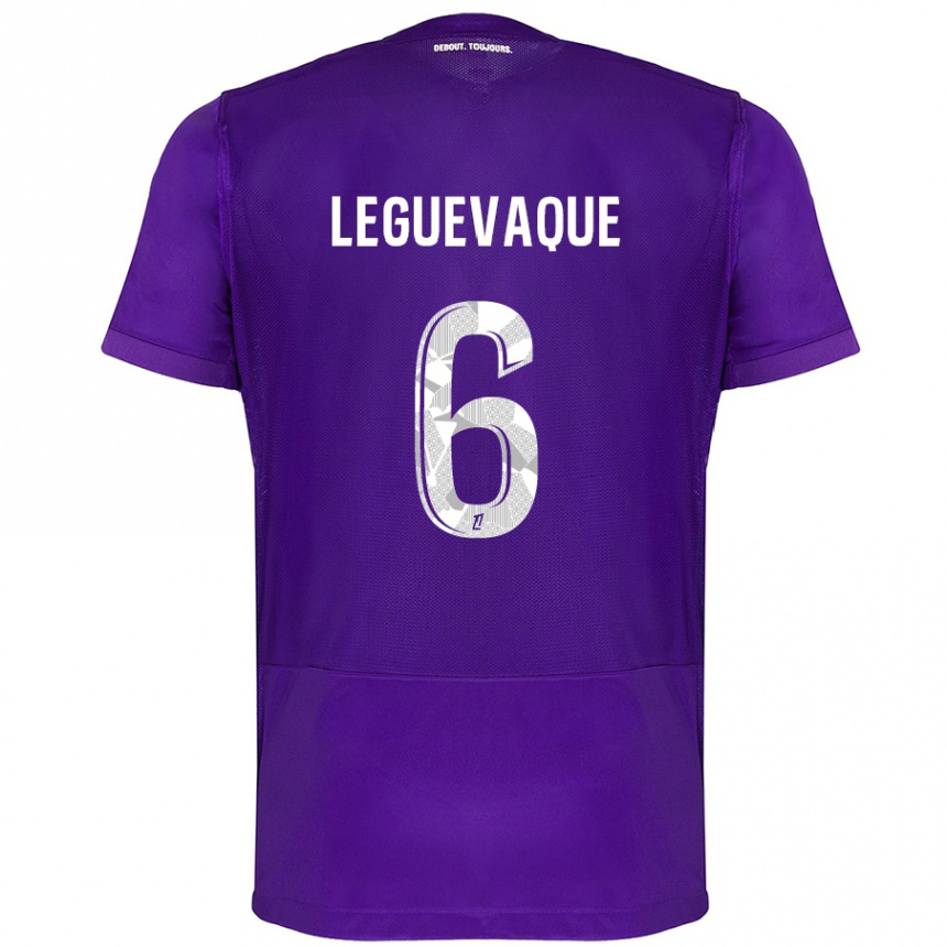 Kids Football Laurie Leguevaque #6 Purple White Home Jersey 2024/25 T-Shirt Uk