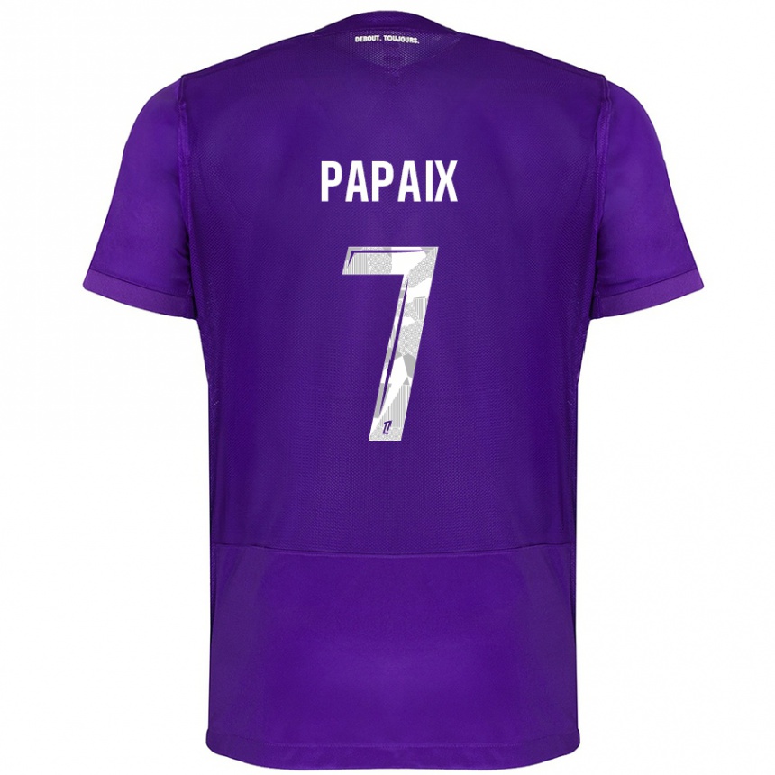 Kids Football Marie Papaix #7 Purple White Home Jersey 2024/25 T-Shirt Uk