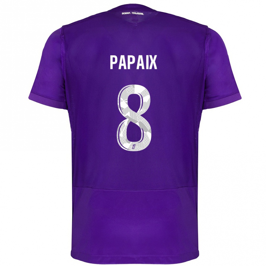 Kids Football Pauline Papaix #8 Purple White Home Jersey 2024/25 T-Shirt Uk