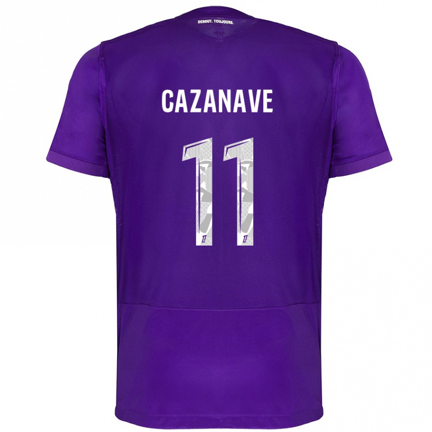 Kids Football Julie Cazanave #11 Purple White Home Jersey 2024/25 T-Shirt Uk