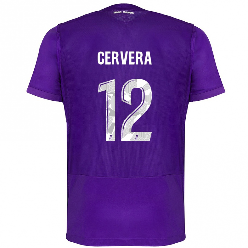 Kids Football Laurianne Cervera #12 Purple White Home Jersey 2024/25 T-Shirt Uk