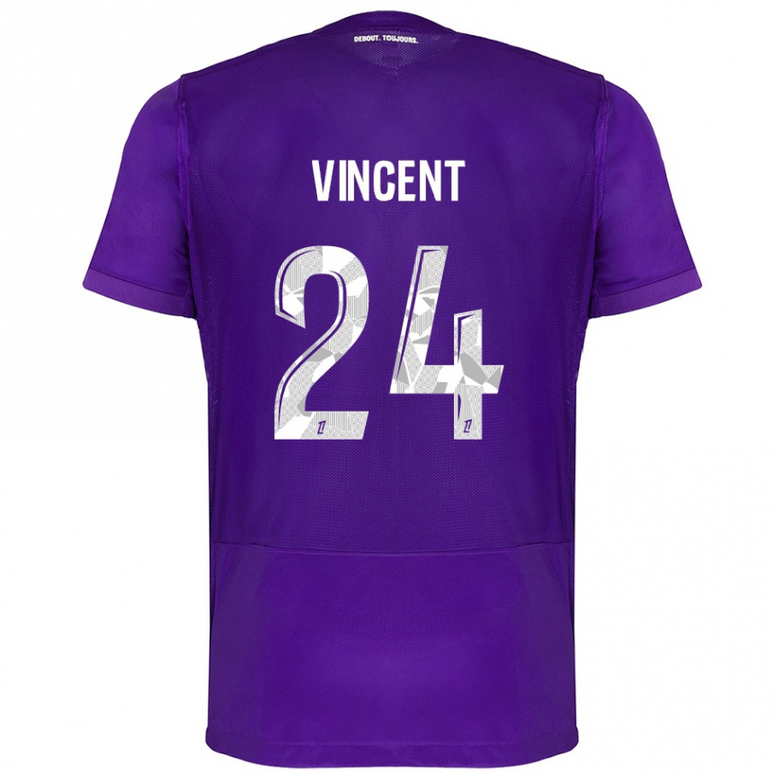 Kids Football Magalie Vincent #24 Purple White Home Jersey 2024/25 T-Shirt Uk