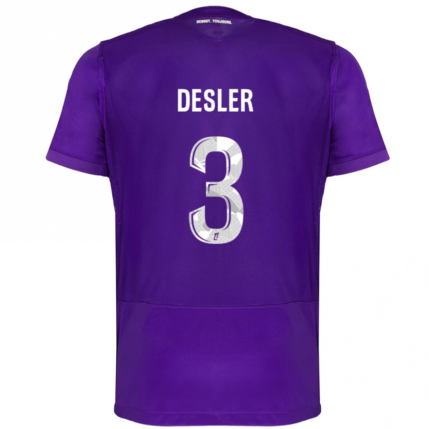 Kids Football Mikkel Desler #3 Purple White Home Jersey 2024/25 T-Shirt Uk