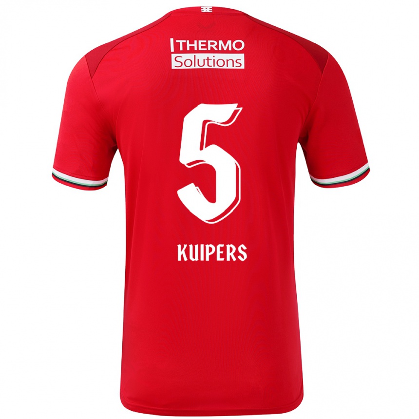 Kids Football Bas Kuipers #5 Red White Home Jersey 2024/25 T-Shirt Uk