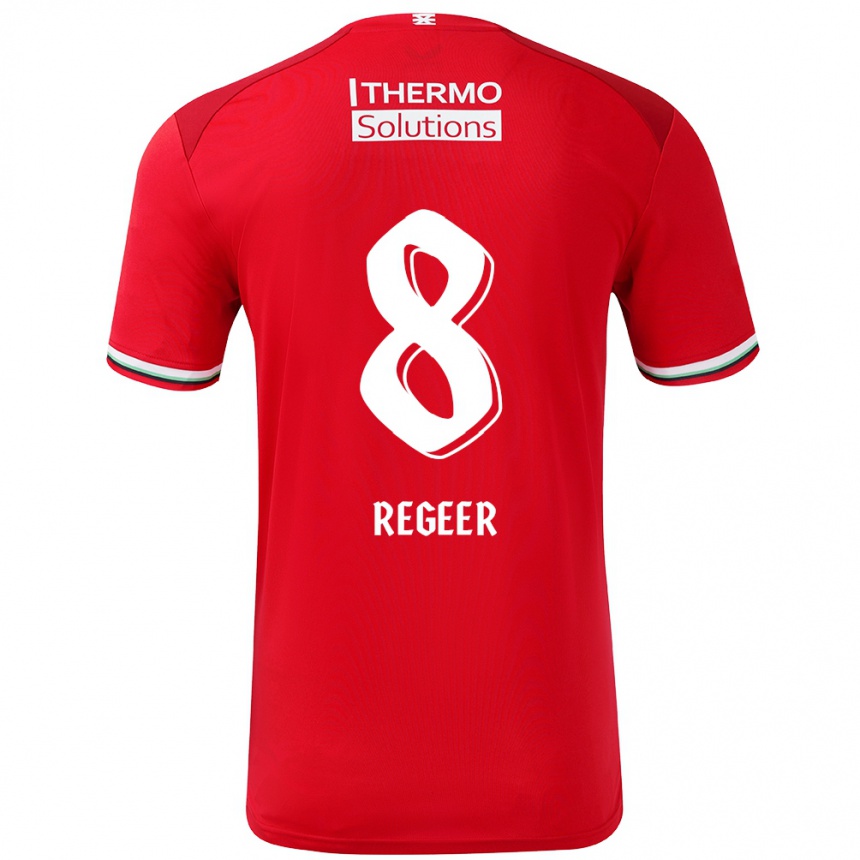 Kids Football Youri Regeer #8 Red White Home Jersey 2024/25 T-Shirt Uk