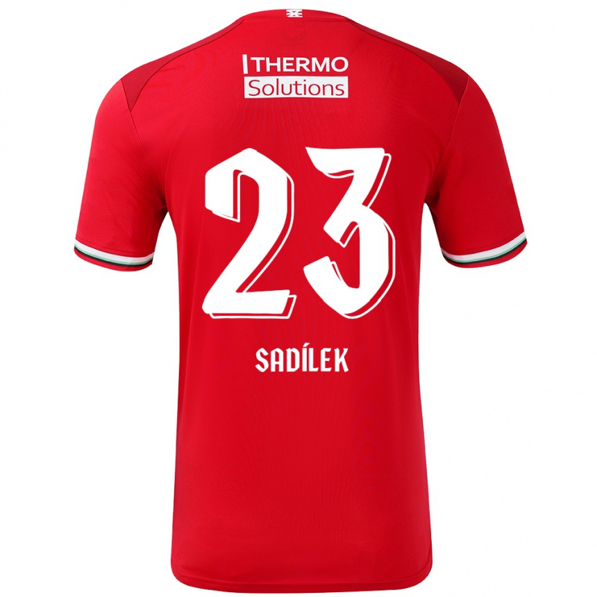 Kids Football Michal Sadilek #23 Red White Home Jersey 2024/25 T-Shirt Uk