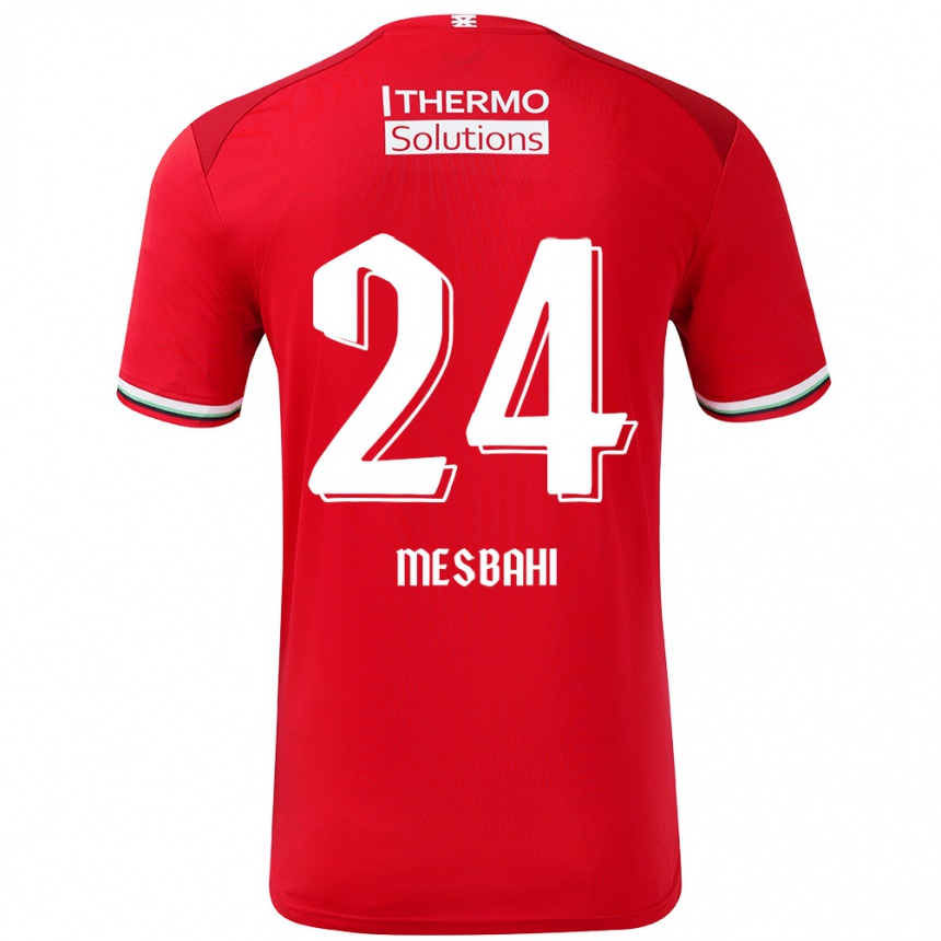 Kids Football Juliën Mesbahi #24 Red White Home Jersey 2024/25 T-Shirt Uk