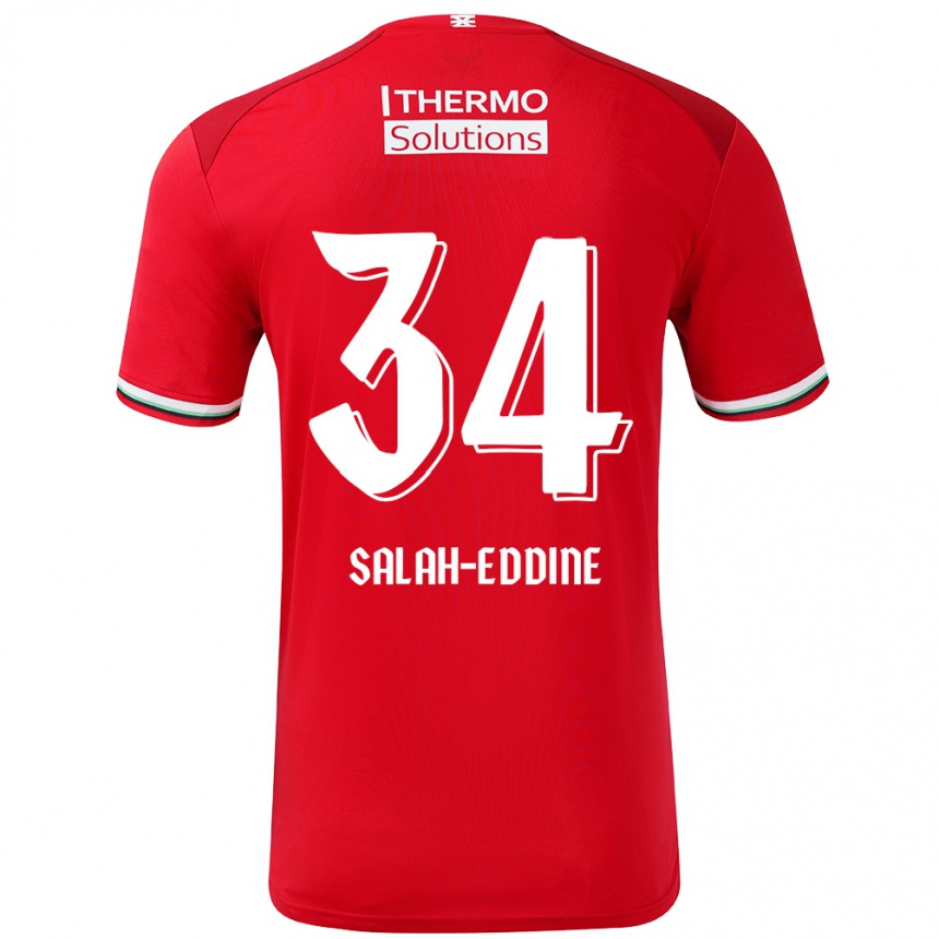 Kids Football Anass Salah-Eddine #34 Red White Home Jersey 2024/25 T-Shirt Uk