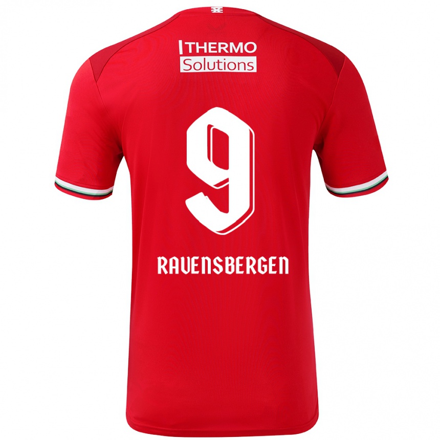 Kids Football Jaimy Ravensbergen #9 Red White Home Jersey 2024/25 T-Shirt Uk