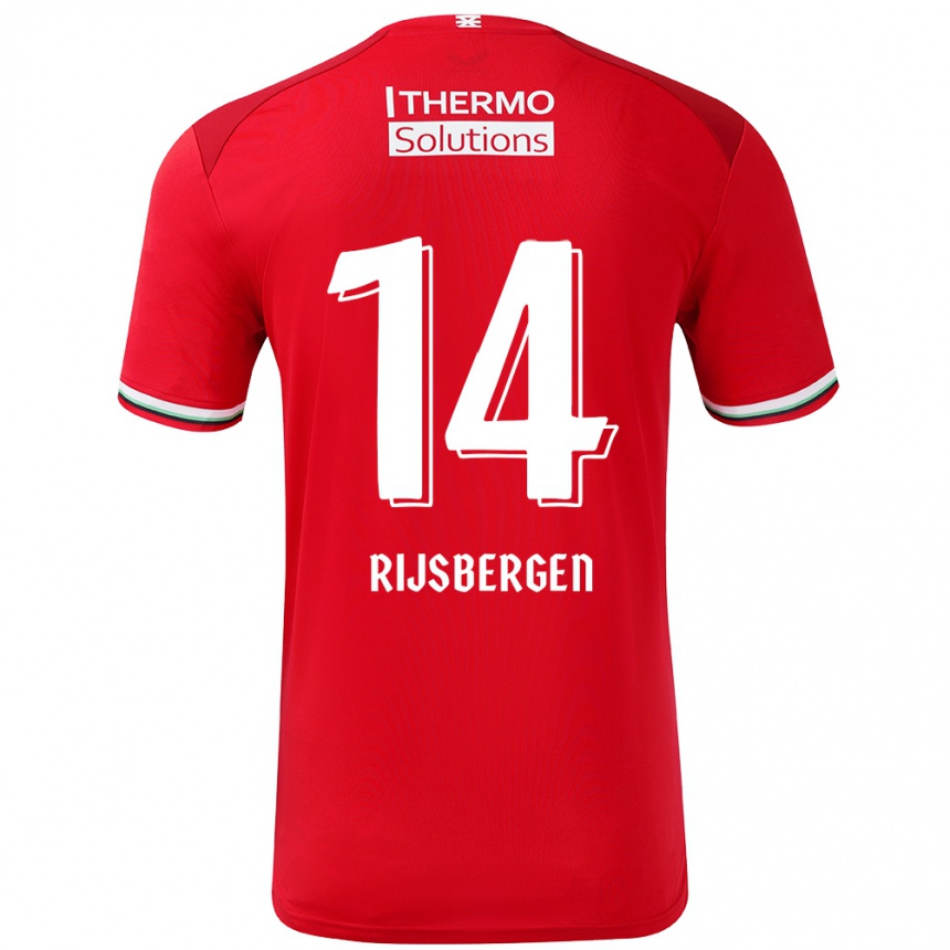 Kids Football Liz Rijsbergen #14 Red White Home Jersey 2024/25 T-Shirt Uk