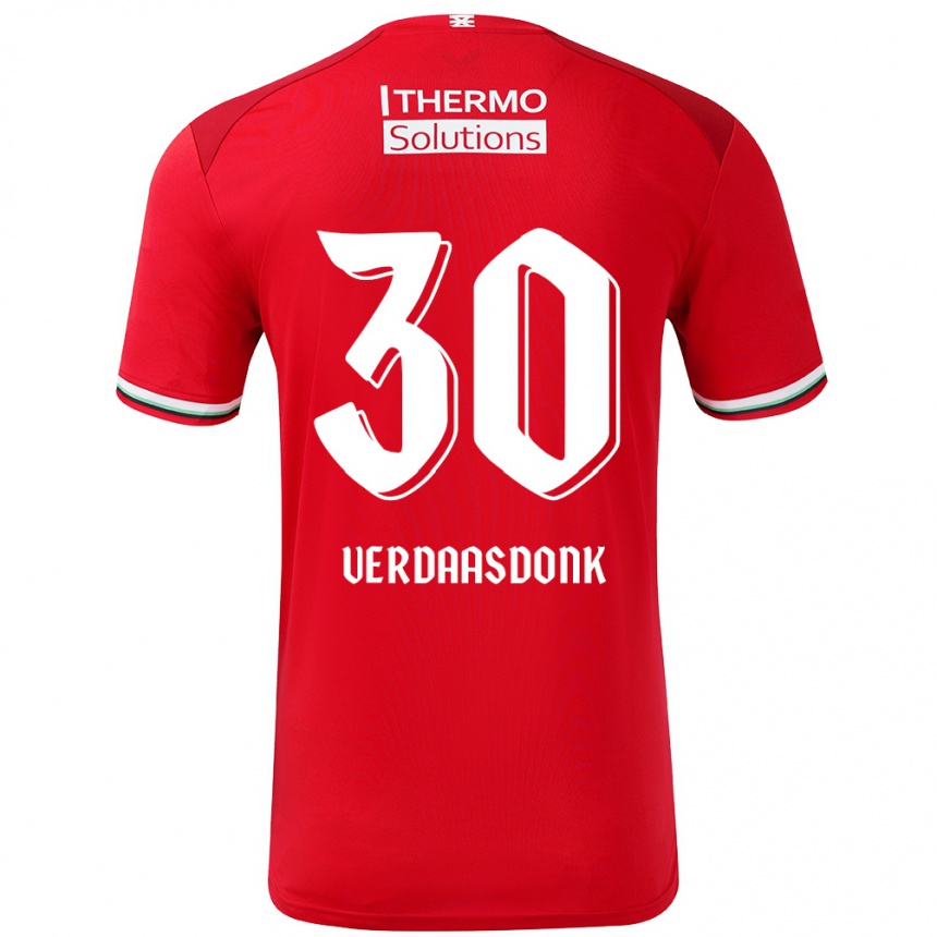 Kids Football Suus Verdaasdonk #30 Red White Home Jersey 2024/25 T-Shirt Uk